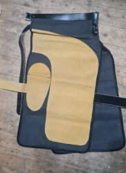 Leather apron single - long black-camel